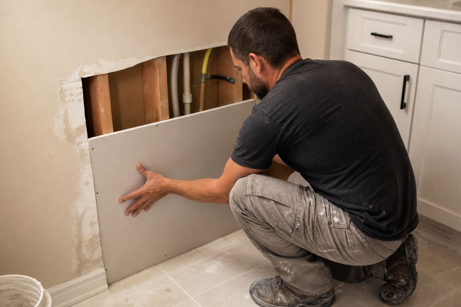 Water damage drywall repair